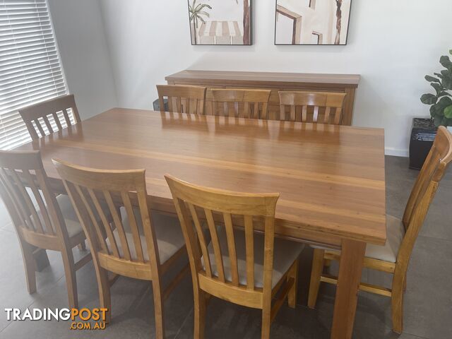 seater solid timber dining set with matching Side Buffet