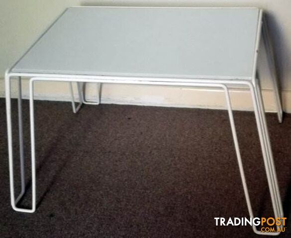 Metal Frame Glass Top Bed Table H315mm L430mm W300mm