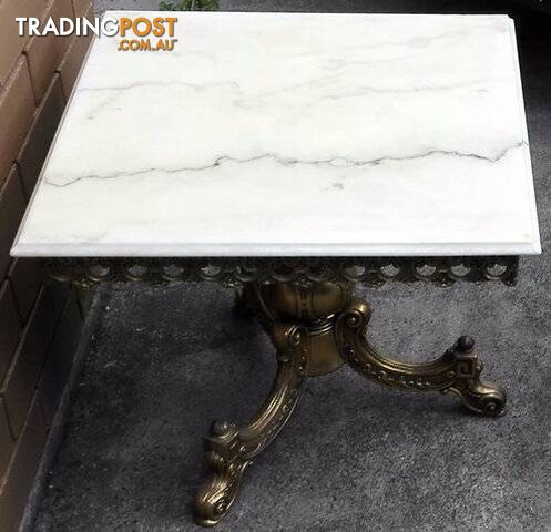 2 Vintage marble & brass tables, 440mm x 550mm x550mm, $200each