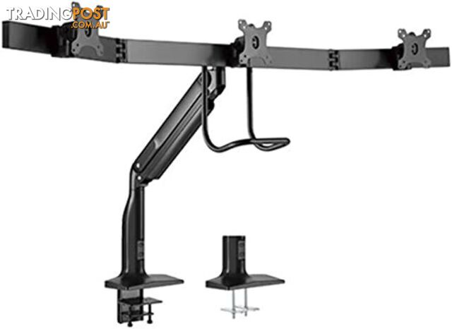 BRATECK Triple Monitors Select Gas Spring Aluminum Monitor, Arms Fit Most S