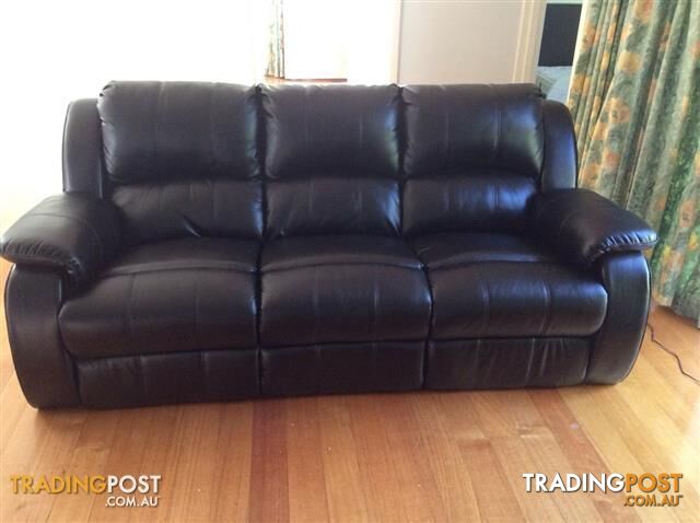 Black 3 seater couch-leather look