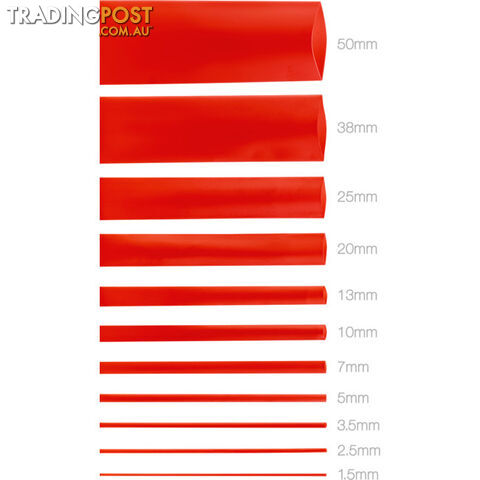 HS7.0RED 7.0MMX1.2M HEAT SHRINK - RED HSRD135