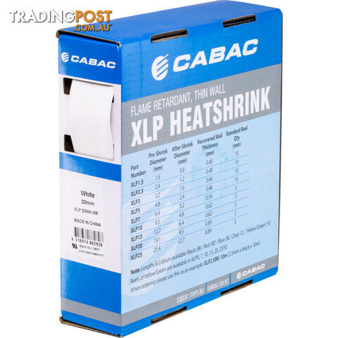 HS19.1WHT-5M 19.1MM X 5M HEAT SHRINK BOX WHITE