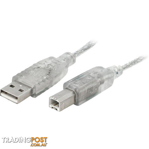 LC7201 2M USB-A PLUG TO USB-B PLUG LEAD USB2.0 - TRANSPARENT