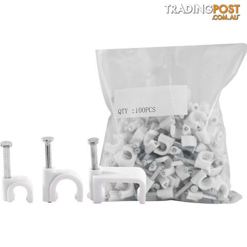 15RCCW 15MM CABLE CLIP SUIT SIAMESE RG6QUAD CABLE WHITE 100PACK
