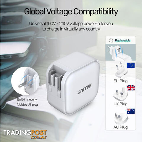 P1108AWH 3 IN 1 GAN 66W USB TRAVEL CHARGER WHITE - photo 5 of 11