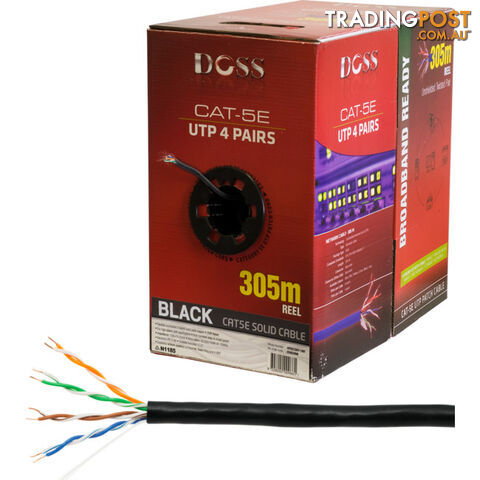 C5RBLK 305M CAT5E SOLID CABLE BLACK SOLD AS 305M ROLL ONLY