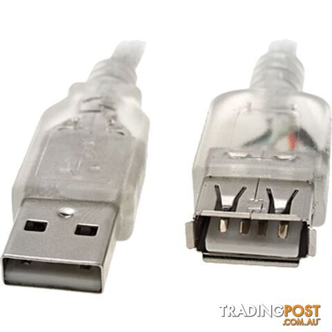 LC7187 1M USB-A PLUG TO USB-A SOCKET EXTENSION USB2.0 TRANSPARENT