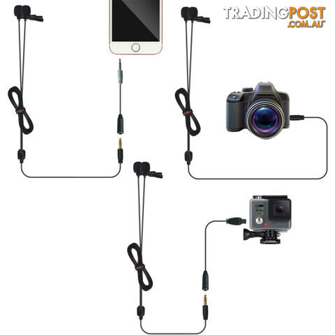 D02B DUAL HEAD UNIVERSAL MICROPHONE OMNIDIRECT. DSLR/PHONE/GOPRO - photo 3 of 5
