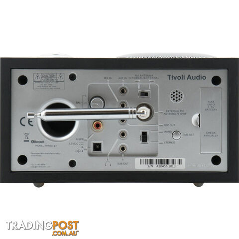 M3BTBLK MODEL THREE AM/FM CLOCK RADIO WITH BLUETOOTH- BLACK / SILVER - photo 3 of 3