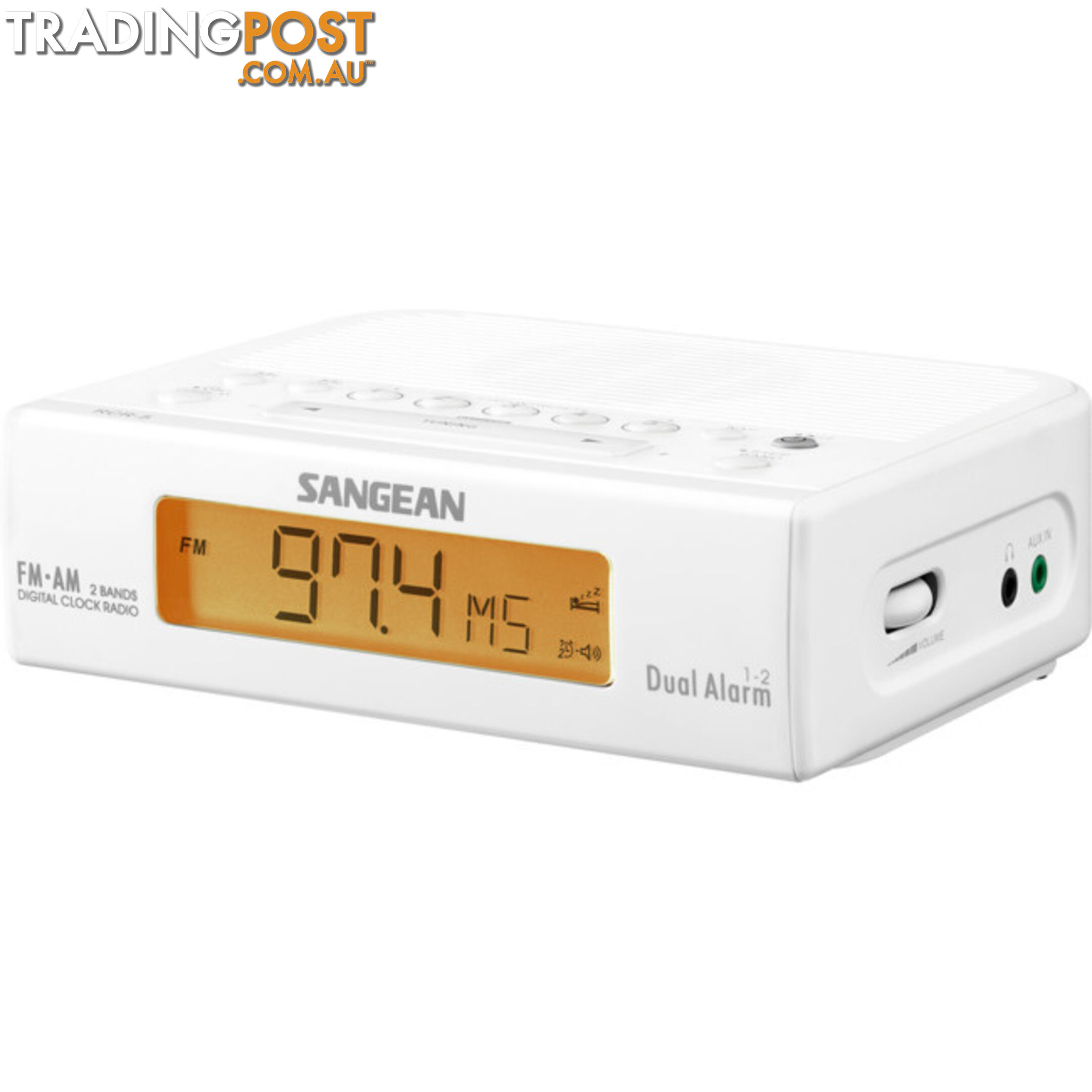 RCR5W BASIC AM / FM BEDSIDE CLOCK RADIO SANGEAN - WHITE