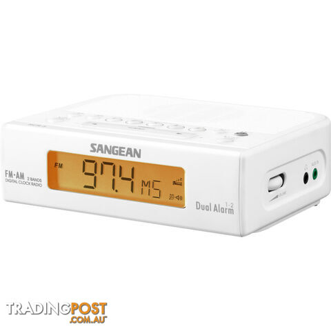 RCR5W BASIC AM / FM BEDSIDE CLOCK RADIO SANGEAN - WHITE