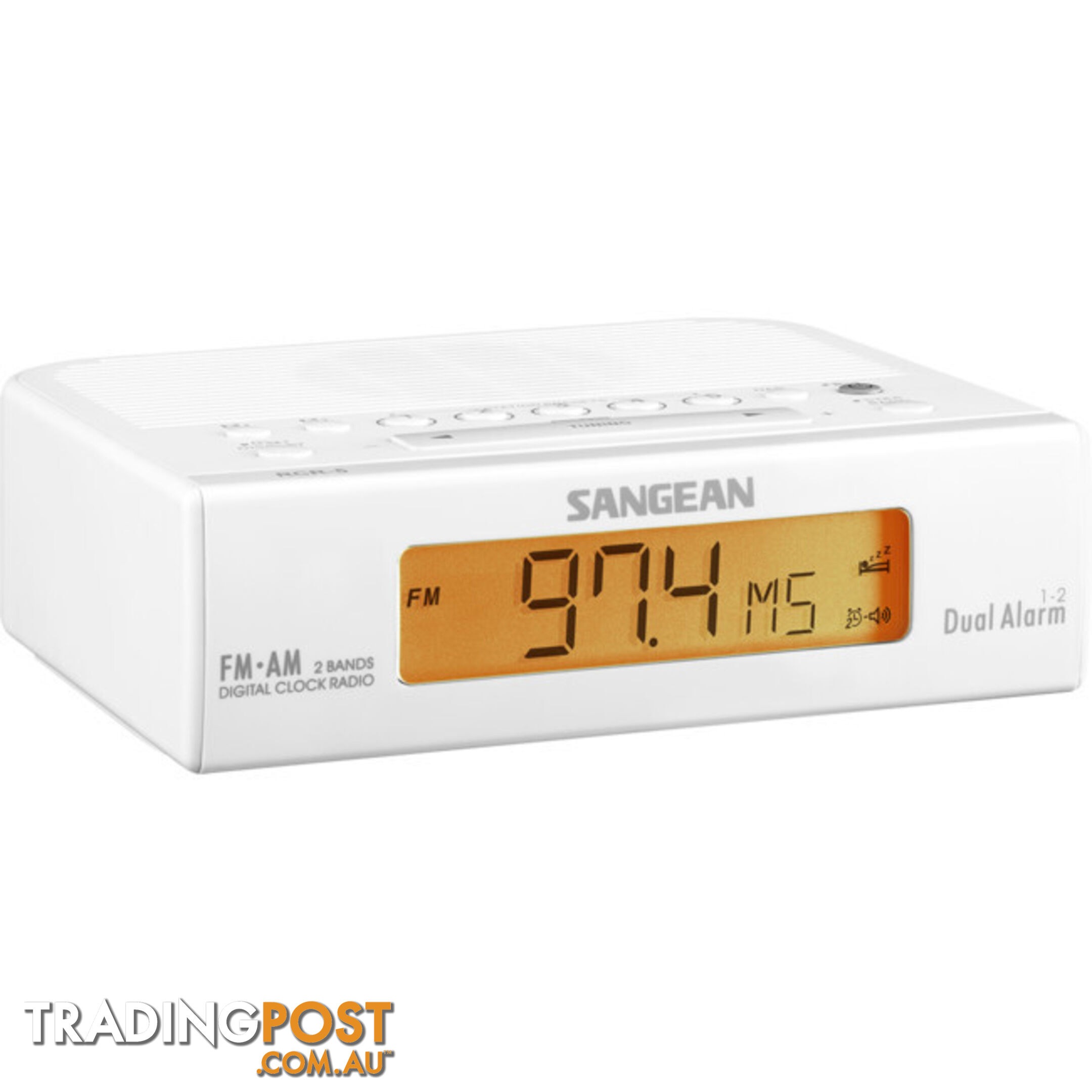 RCR5W BASIC AM / FM BEDSIDE CLOCK RADIO SANGEAN - WHITE