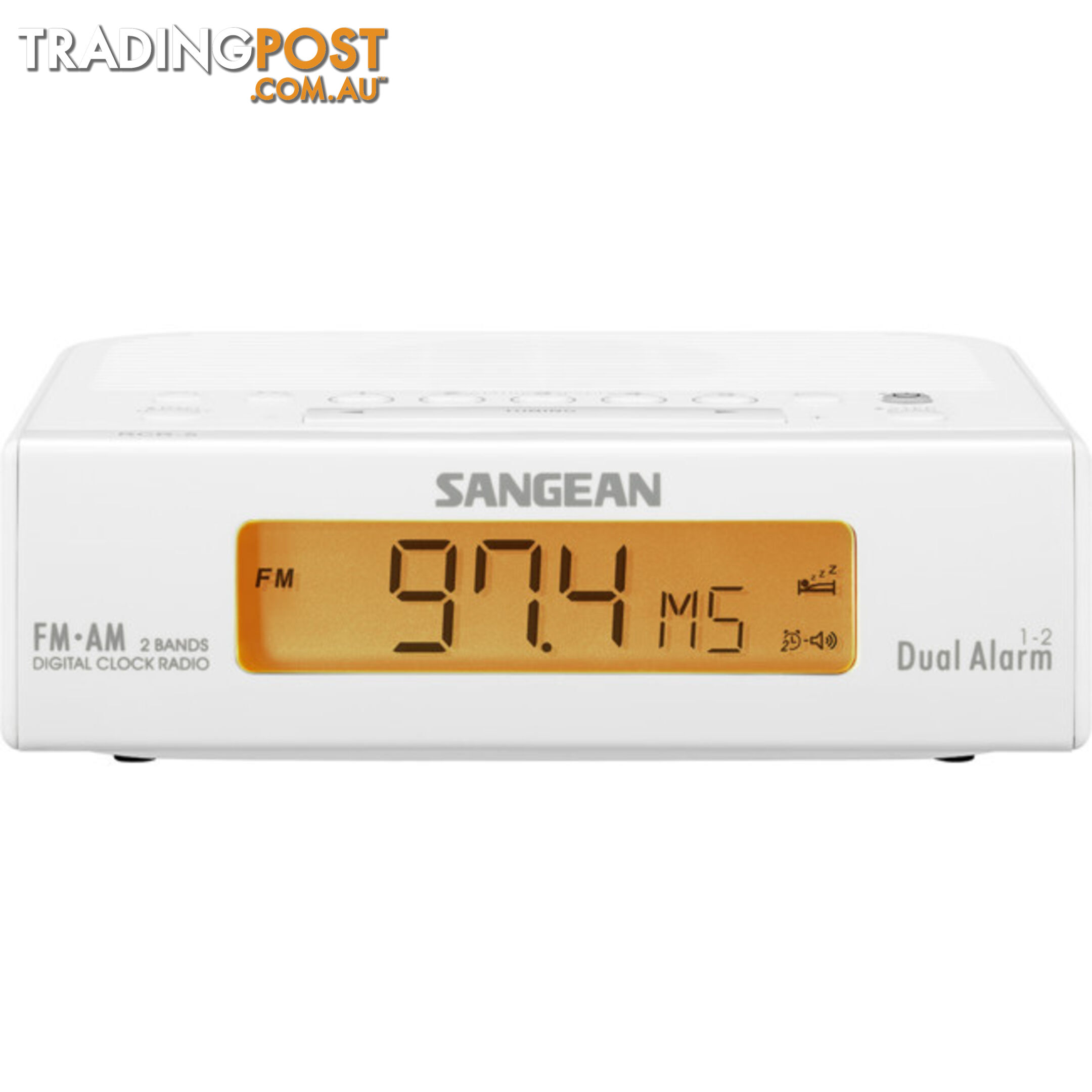 RCR5W BASIC AM / FM BEDSIDE CLOCK RADIO SANGEAN - WHITE