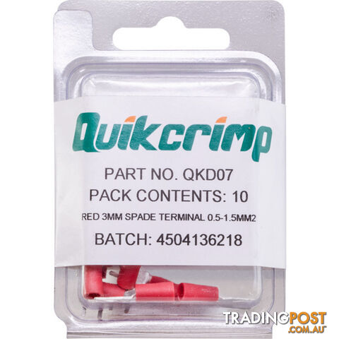 QKD07 FS1.25-3 / 10PK FLAT TERMINALS QUICKCRIMP