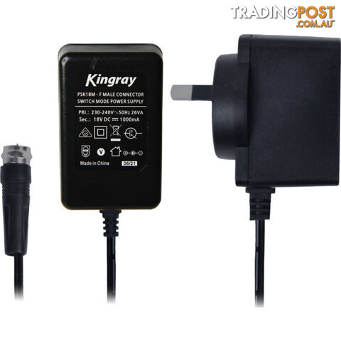 PSK18M 18V DC 500MA POWER SUPPLY 'F' TYPE DC PLUG KINGRAY