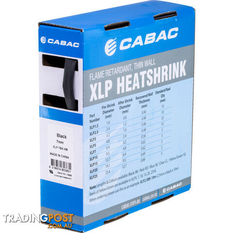 HS6.4BLK-5M 6.4MM X 5M HEAT SHRINK BOX BLACK