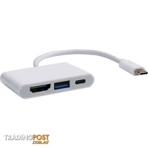 HUB3CHD 3 PORT USB-C HUB 15CM LEAD 1XHDMI 1X USB3 1X USB-C