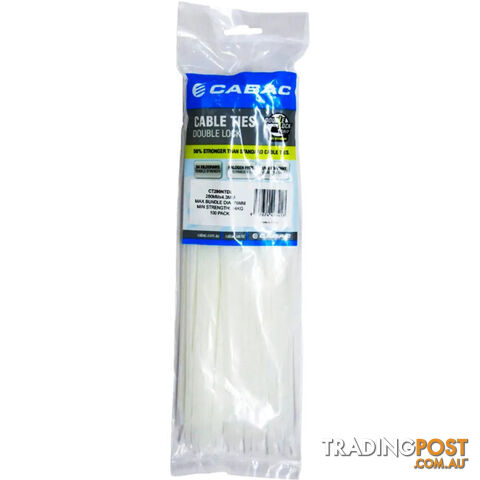 CT290NTDL 280 X 4.3MM DOUBLE LOCK CABLE TIE 100PK NATURAL