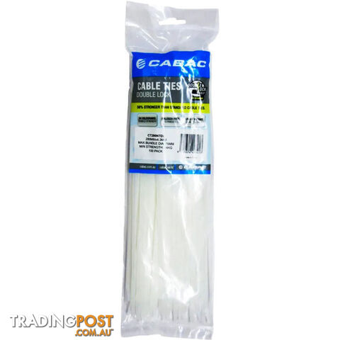 CT290NTDL 280 X 4.3MM DOUBLE LOCK CABLE TIE 100PK NATURAL