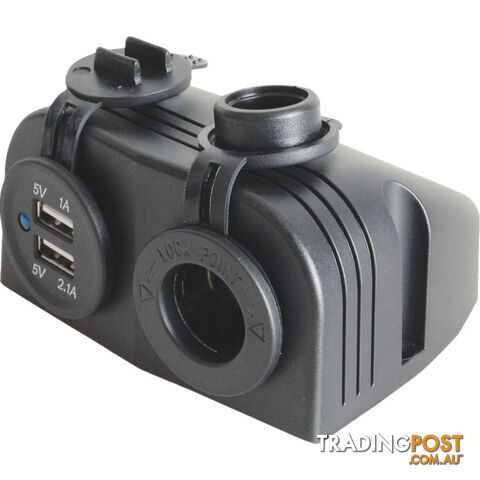 PS2026 CIG SOCKET WITH DUAL USB PORTS PANEL/ SURFACE MOUNT
