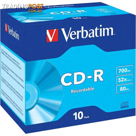 VCDR-10P 10PK CD-R JEWEL CASE 52X 80MIN / 700MB