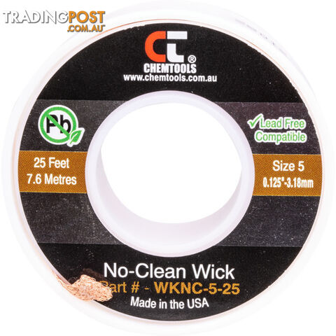 SWNC5L 3.0MM X 7.5M SODER WICK BRAID CHEMTOOLS #5 BROWN WKNC-5-25