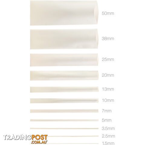 HS1.5WHT 1.5MMX1.2M HEAT SHRINK - WHITE HSWT135