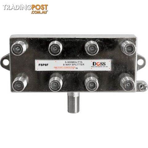 FSP8F 8 WAY 'F' SPLITTER FREE TO AIR 1X DC POWER PASS 900MHZ