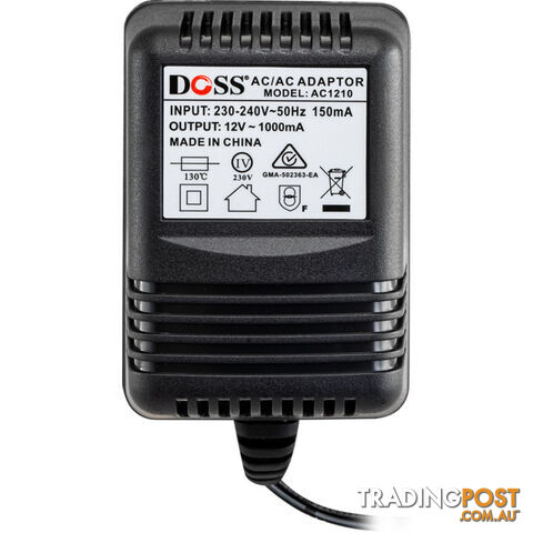 AC1210 12V AC 1.0A POWER SUPPLY 2.1MM PLUG -12VAC - photo 2 of 2
