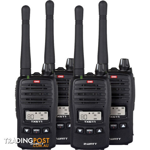 TX677QP 2W UHF CB HANDHELD QUAD PACK GME