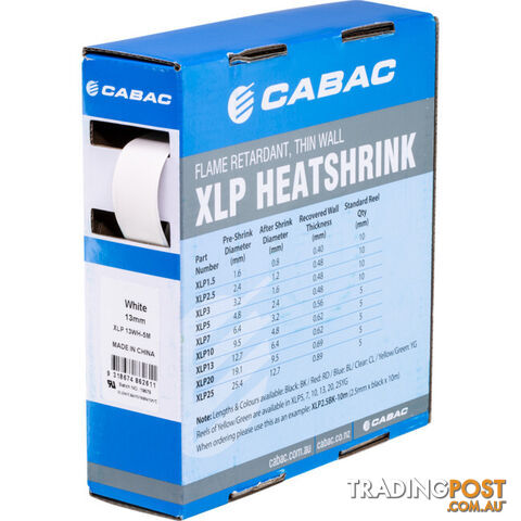 HS12.7WHT-5M 12.7MM X 5M HEAT SHRINK BOX WHITE