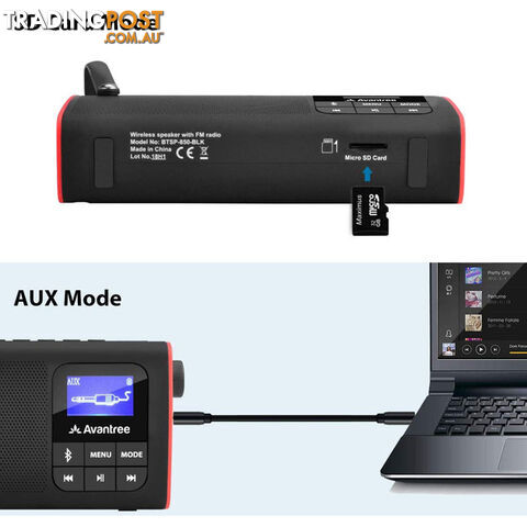 SP850 BLUETOOTH PORTABLE FM RADIO SPEAKER SD CARD LED BATTERY - photo 5 of 6