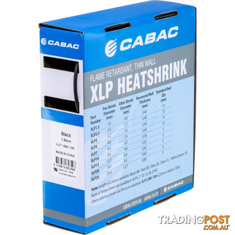 HS1.5BLK-10M 1.5MM X 10M HEAT SHRINK BOX BLACK
