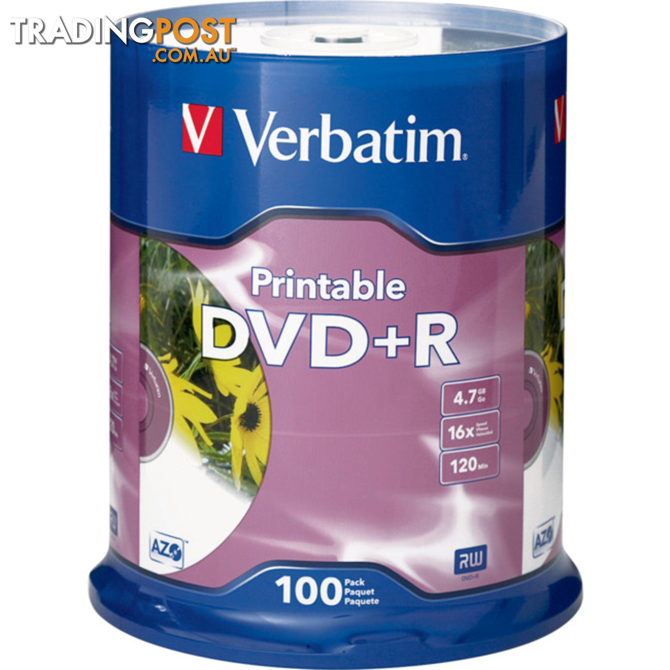 VDVD+R100P DVD+R 100PK PRINTABLE 16X 4.7GB