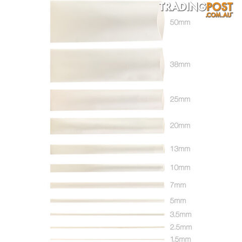 HS38WHT 38MMX1.2M HEAT SHRINK - WHITE HSWT135