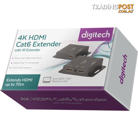AC1785 HDMI OVER CAT6 EXTENDER 70M 4K HDMI LOOPOUT EDID 3D - photo 3 of 3