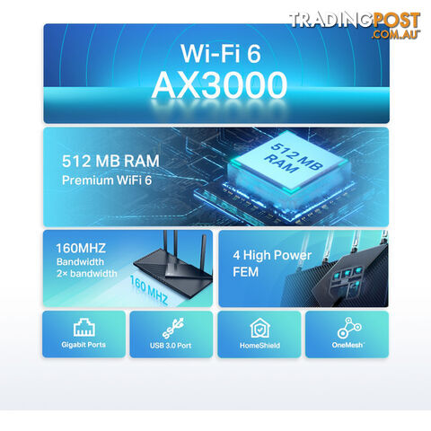 AX55 ARCHER AX3000 WIFI6 ROUTER - photo 3 of 4