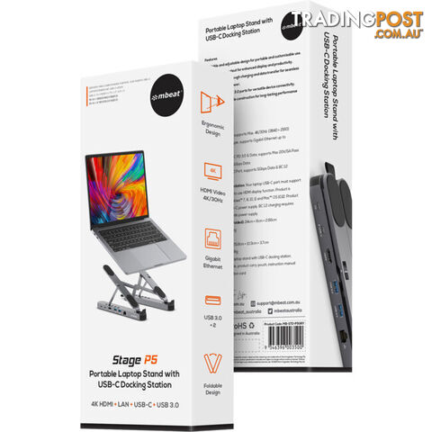 STDP5GRY PORTABLE LAPTOP STAND WITH USB-C DOCK STAGE P5 - photo 3 of 8