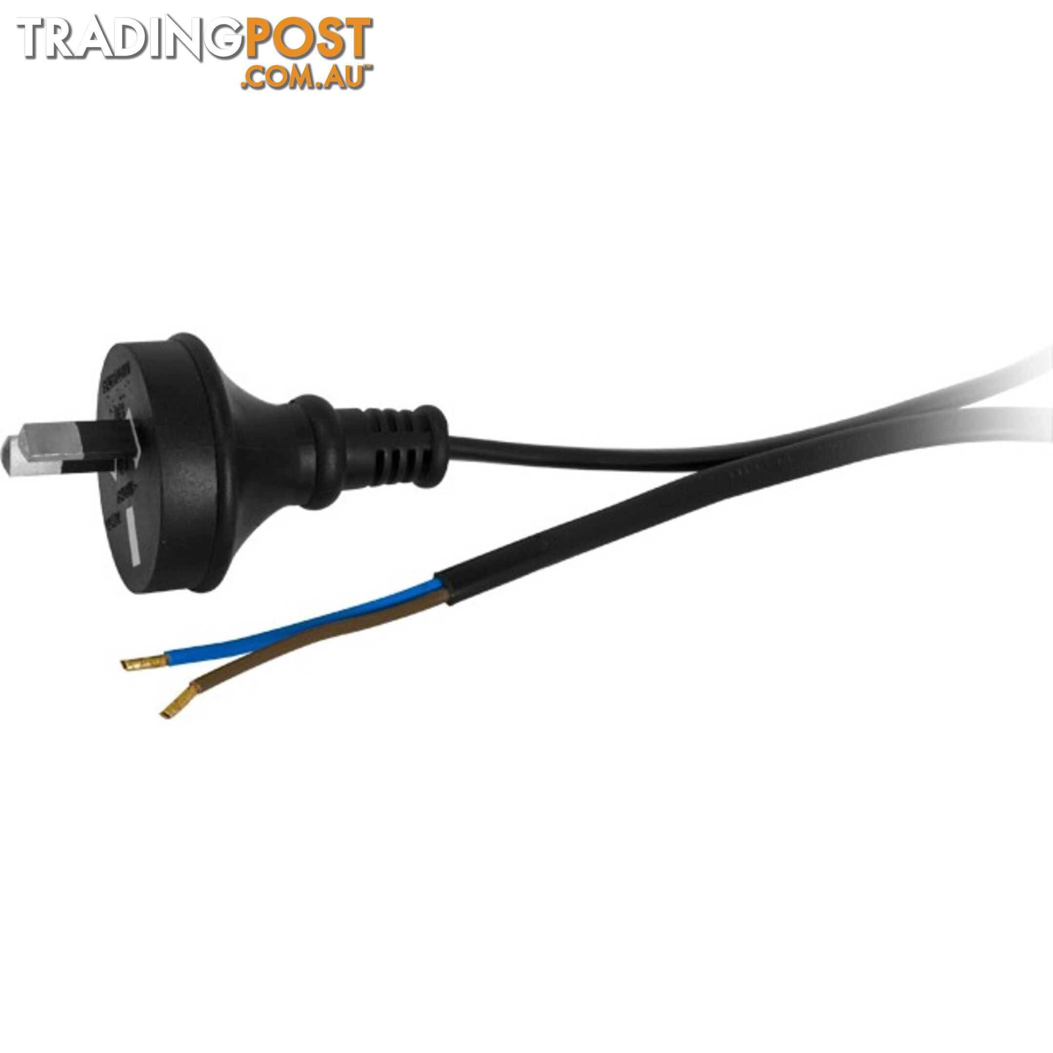 32PB 3M 7.5A 2 CORE MAINS LEAD BARE WIRE POWER LEAD BLACK