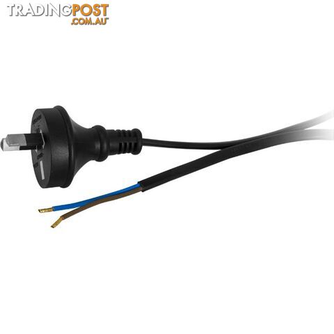 32PB 3M 7.5A 2 CORE MAINS LEAD BARE WIRE POWER LEAD BLACK