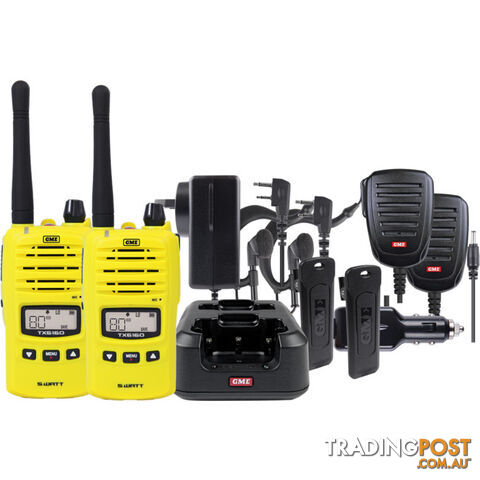 TX6160YTP 5W 80CH UHF HANDHELD RADIO YELLOW TWIN PACK - GME