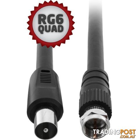 FL6Q-3PF 3M RG6QUAD PAL TO 'F' LEAD PAL TO 'F' FLYLEAD - BLACK