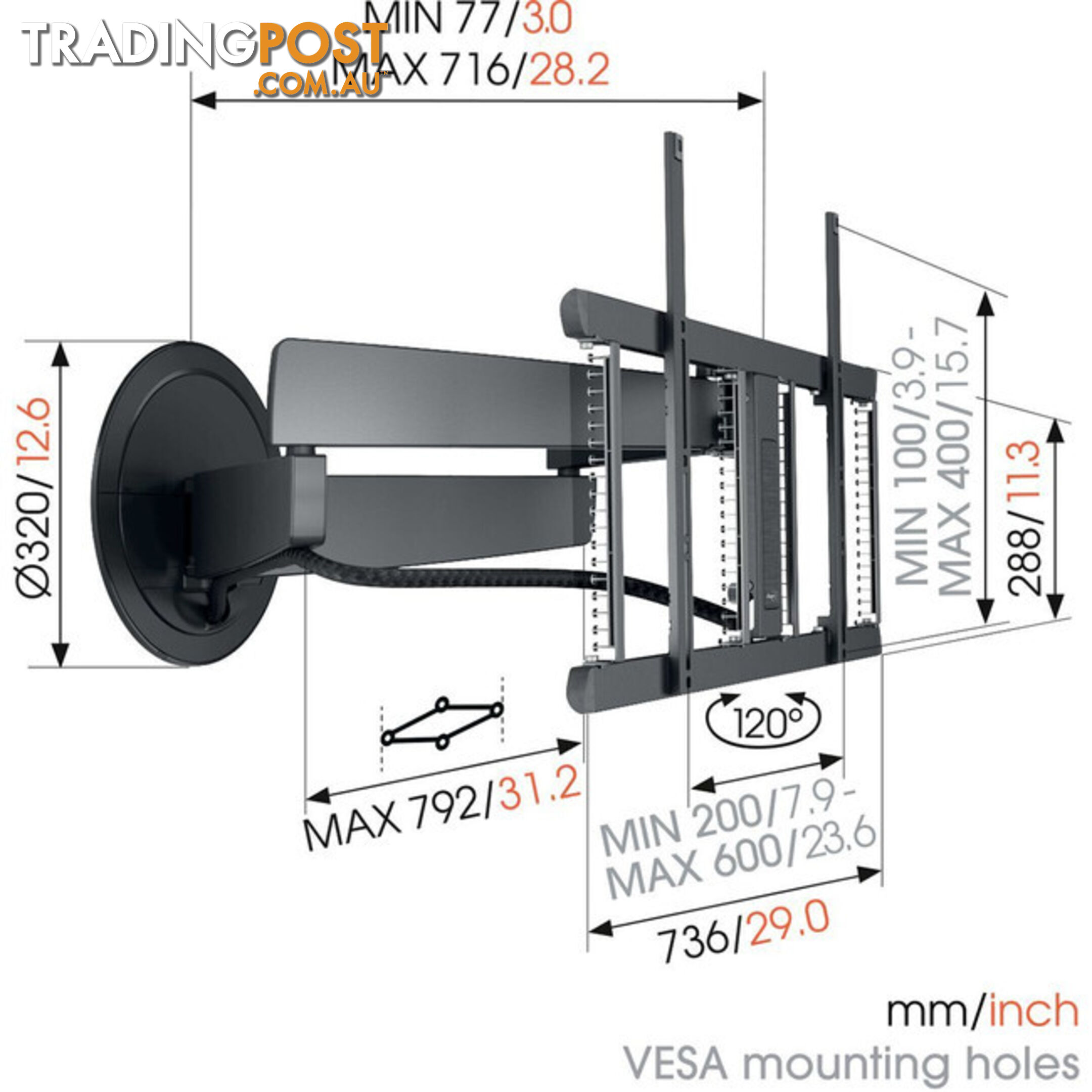 TVM7675 SIGNATURE SERIES 40"-77" 35KG MOTORISED WALL MOUNT MOTION MOUNT APP -3D LEVELLING