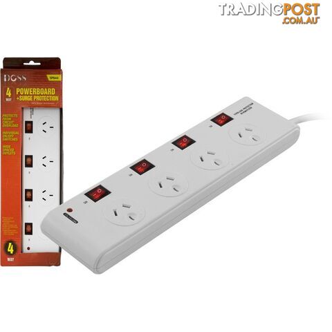 SPB44 4 WAY SURGE PROTECT POWERBOARD INDIVIDUALLY SWITCHED
