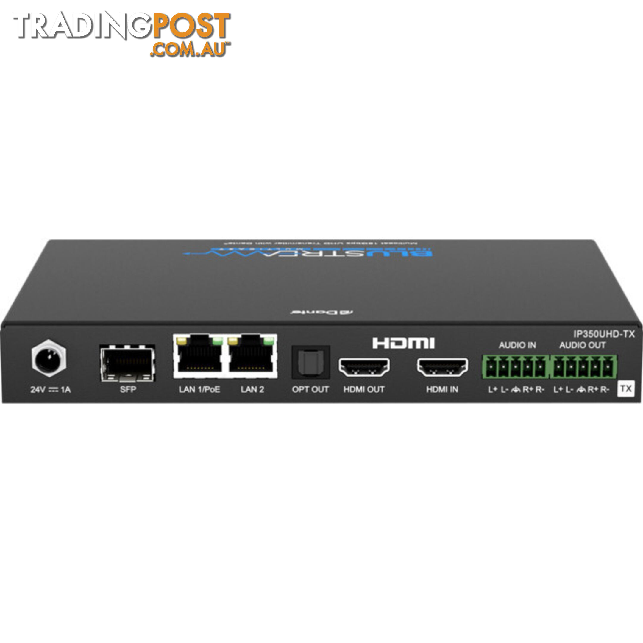 IP350UHDTX IP MULTICAST UHD 18GBPS VIDEO TRANSMITTER OVER 1GB 2CH DANTE AUDIO-IR, RS-232 & USB / KVM, POE- HDCP2.2