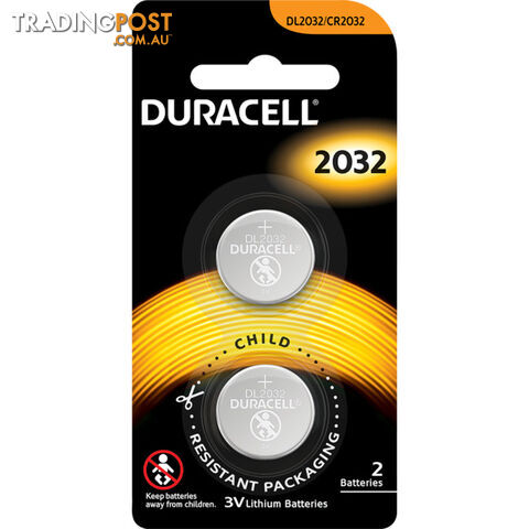 DL2032B2 3V LITHIUM BATTERY PK2 220MAH DURACELL