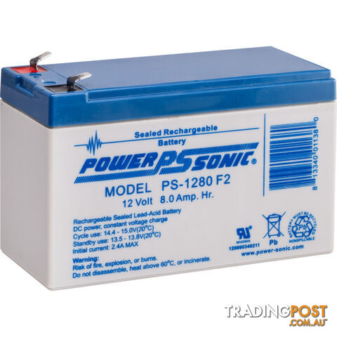 PS1280 8AH 12V SLA BATTERY F2 TERMINAL SEALED LEAD ACID