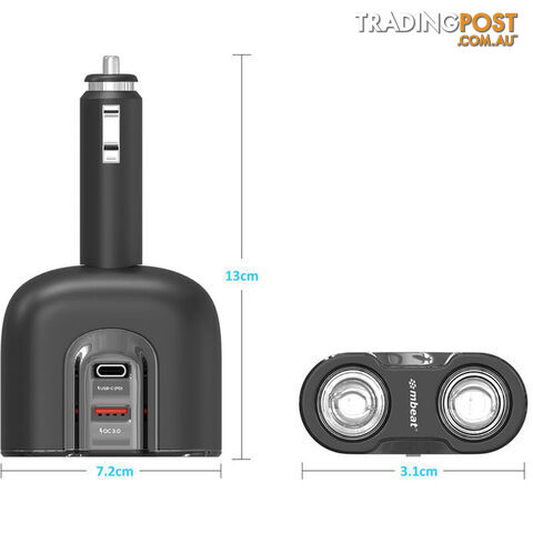 MBCHGRC28 DUAL PORT USB-C CAR CHARGER CIG SPLITTER PD QC - photo 4 of 4