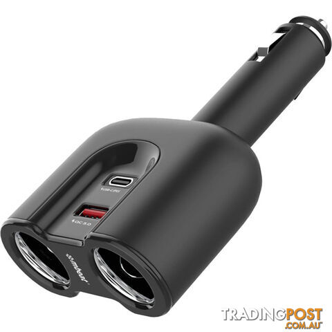 MBCHGRC28 DUAL PORT USB-C CAR CHARGER CIG SPLITTER PD QC